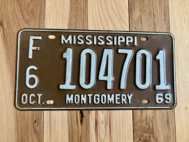 1969 Mississippi License Plate
