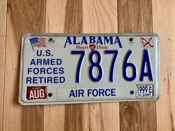 Alabama US Armed Forces Retired Air Force License Plate