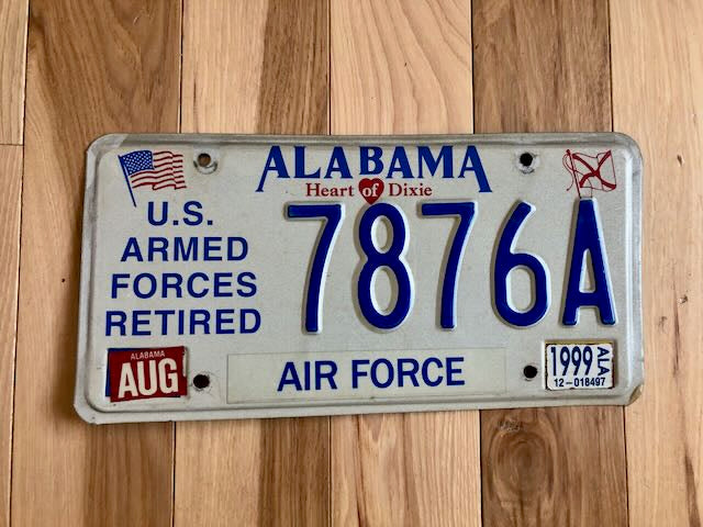 Alabama US Armed Forces Retired Air Force License Plate