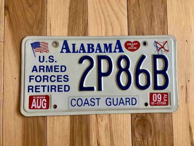 Alabama US Armed Forces Retired Coast Guard License Plate