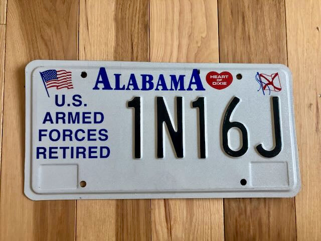 Alabama US Armed Forces Retired License Plate