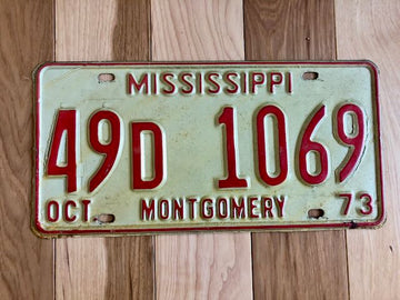 1973 Mississippi Montgomery County License Plate