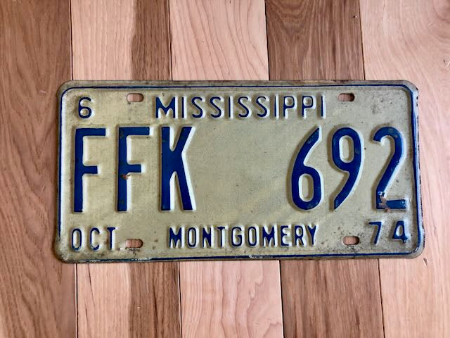 1974 Mississippi Montgomery County License Plate