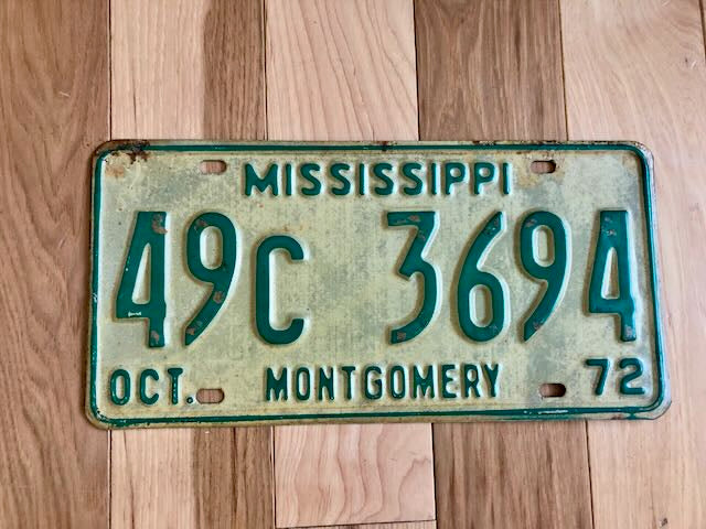 1972 Mississippi Montgomery County License Plate