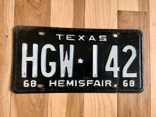 1968 Texas Hemisfair License Plate