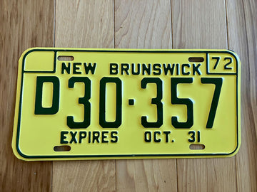 1972 New Brunswick License Plate