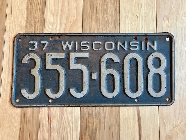 1937 Wisconsin License Plate