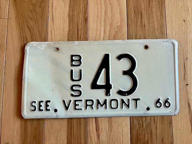 1966 Vermont Bus License Plate