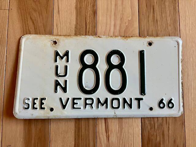 1966 Vermont Municipal License Plate