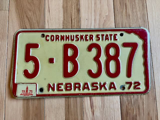 1972 Nebraska License Plate