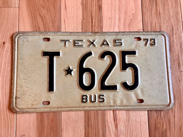 1973 Texas Bus License Plate