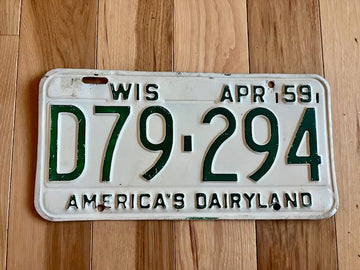 1959 Wisconsin License Plate