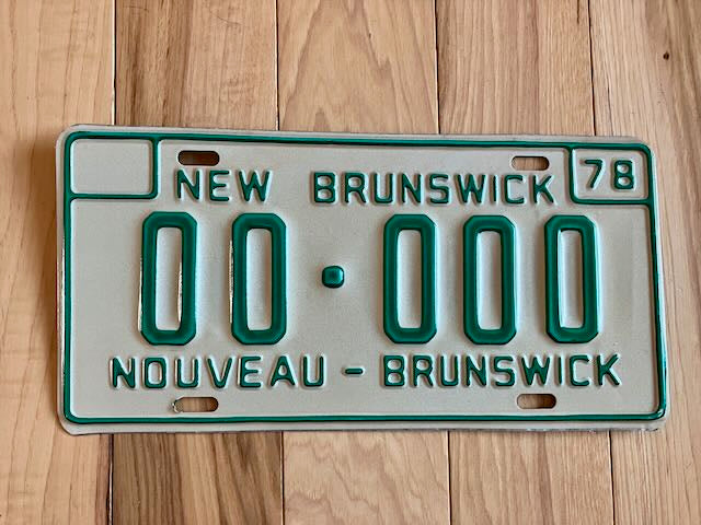 1978 New Brunswick Sample License Plate