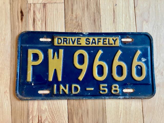 1958 Indiana License Plate