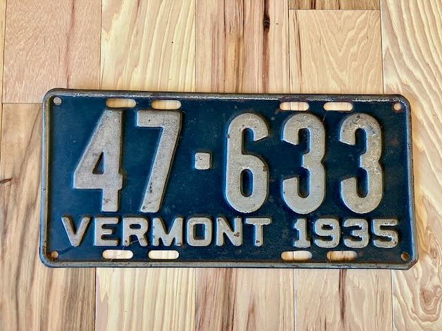 1935 Vermont License Plate