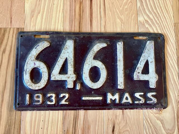 1932 Massachusetts License Plate