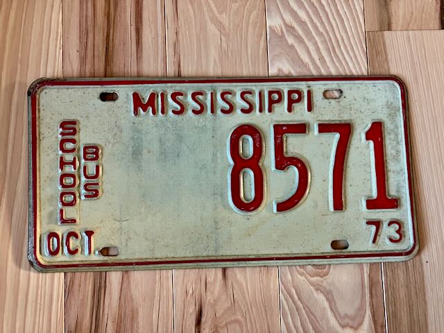 1973 Mississippi School Bus License Plate