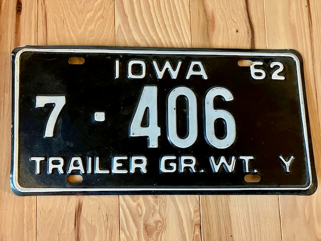 1962 Iowa Trailer License Plate