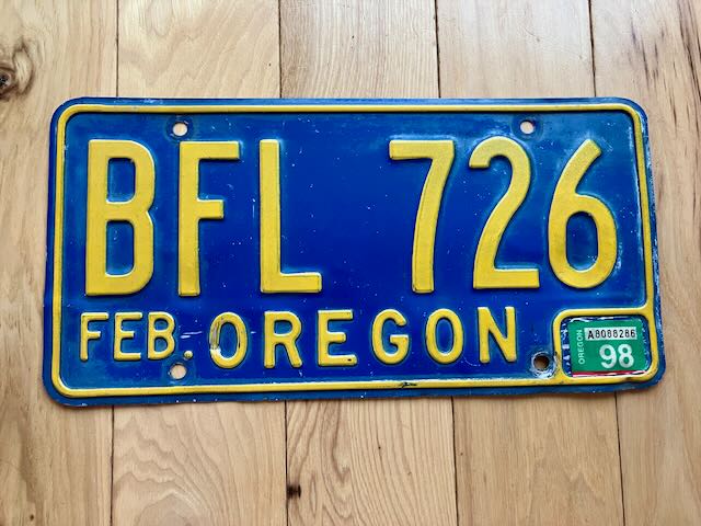 1998 Oregon License Plate