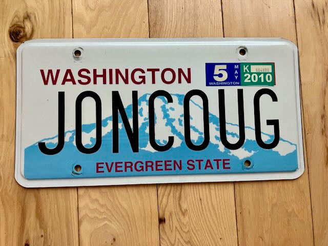 Washington State Vanity License Plate - JONCOUG (WSU Cougs)