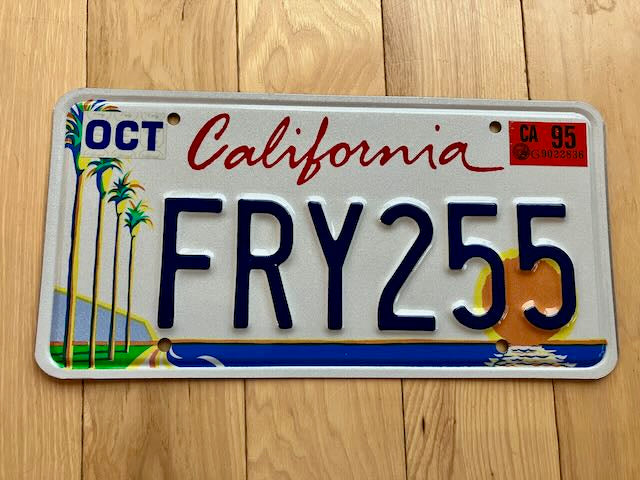 California Vanity Sunset/Palm Trees License Plate