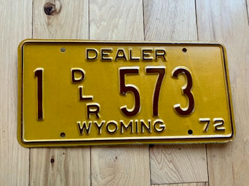 1972 Dealer Wyoming License Plate