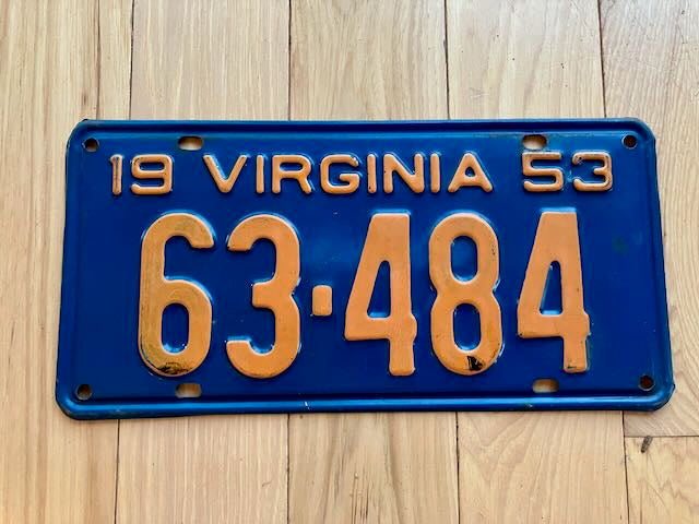 1953 Virginia License Plate