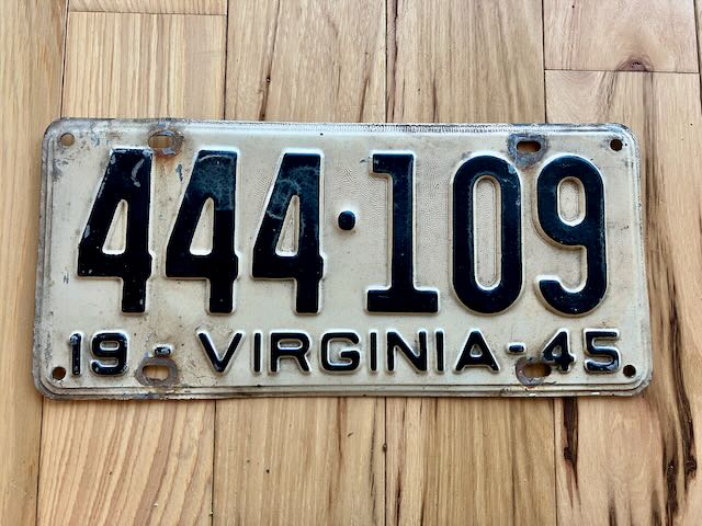 1945 Virginia License Plate