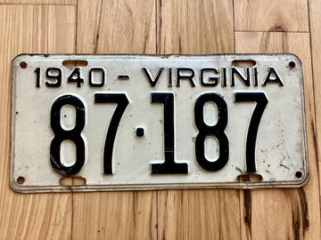 1940 Virginia License Plate