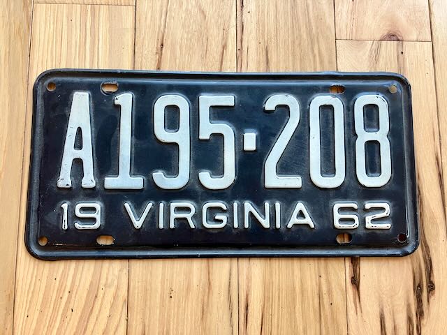 1962 Virginia License Plate
