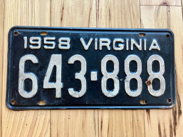 1958 Virginia License Plate