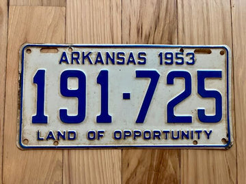 1953 Arkansas License Plate
