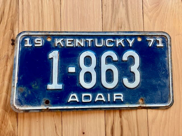 1971 Kentucky Adair County License Plate