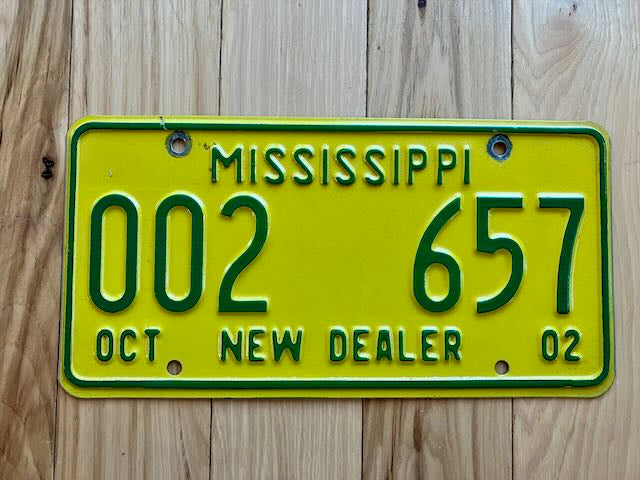 2002 Mississippi New Dealer License Plate
