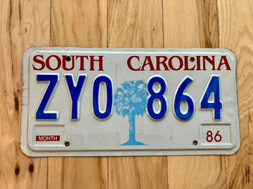 1986 South Carolina License Plate