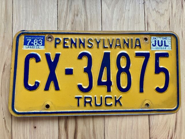 1983 Pennsylvania Truck License Plate