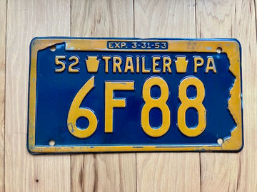 1952 Pennsylvania Trailer License Plate