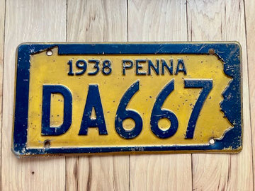 1938 Pennsylvania License Plate