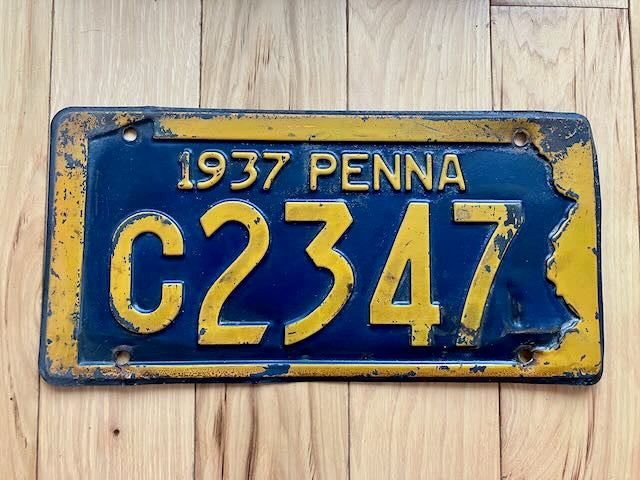 1937 Pennsylvania License Plate
