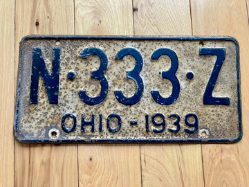 1939 Ohio License Plate