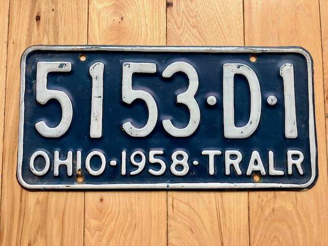 1957 Ohio Trailer License Plate