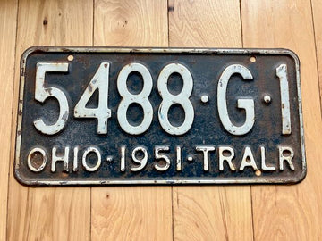 1951 Ohio Trailer License Plate
