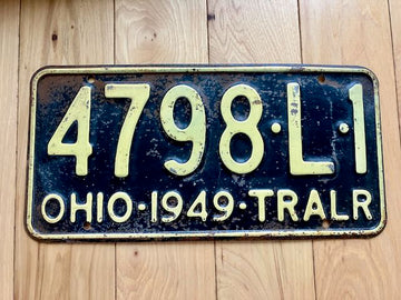 1949 Ohio Trailer License Plate