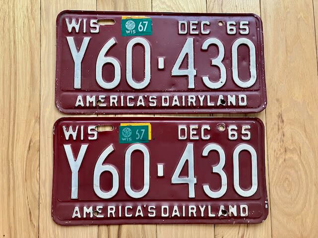 Pair of 1965/1967 Wisconsin License Plates