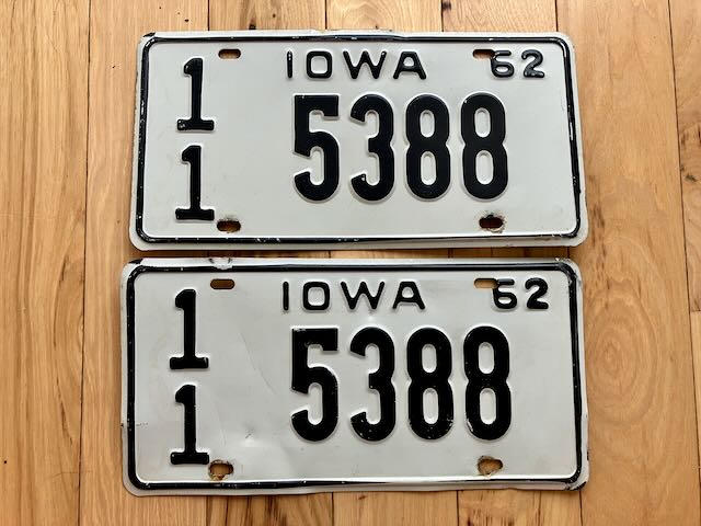 Pair of 1962 Iowa License Plates