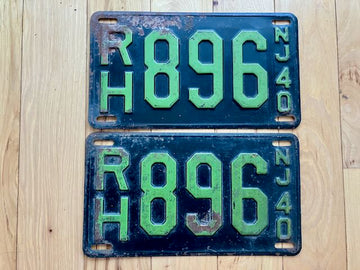 Pair of 1940 New Jersey License Plates