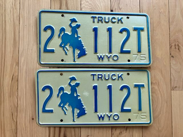 Pair of 1975 Wyoming Truck License Plates