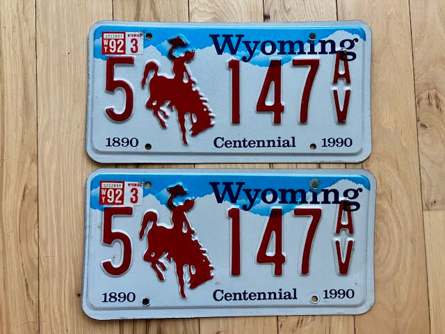 Pair of 1992 Wyoming License Plates