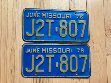1976 Pair of Missouri License Plates
