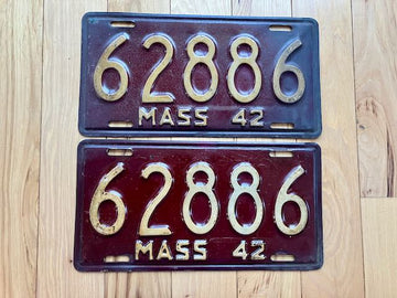 Pair of 1942 Massachusetts License Plates